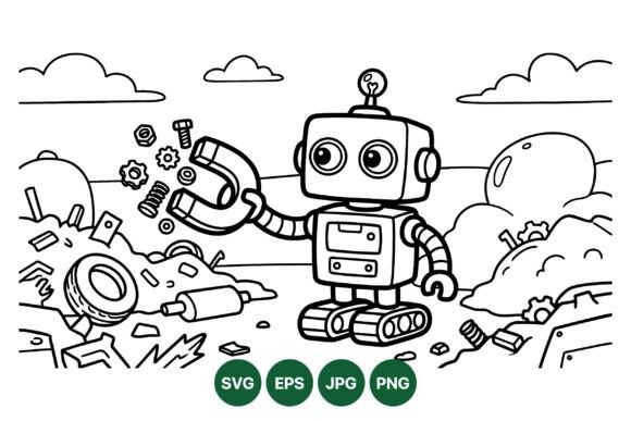 Cute Retro Robot Illustration