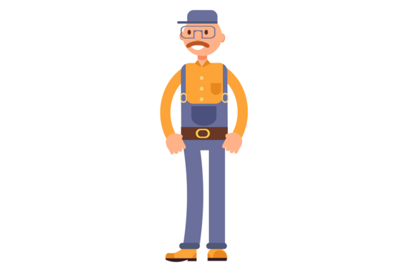 Maintenance Worker Color Character. Retr Review