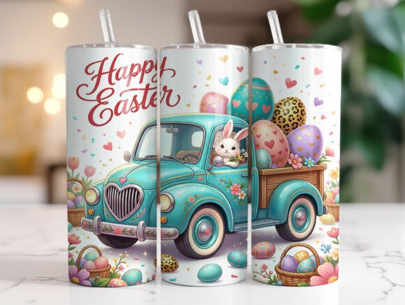 Retro Easter Bunny Truck 20oz Tumbler
