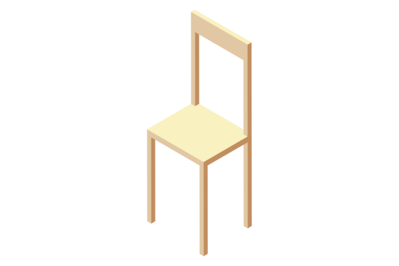 Retro Wooden Chair Isometric Icon. Class